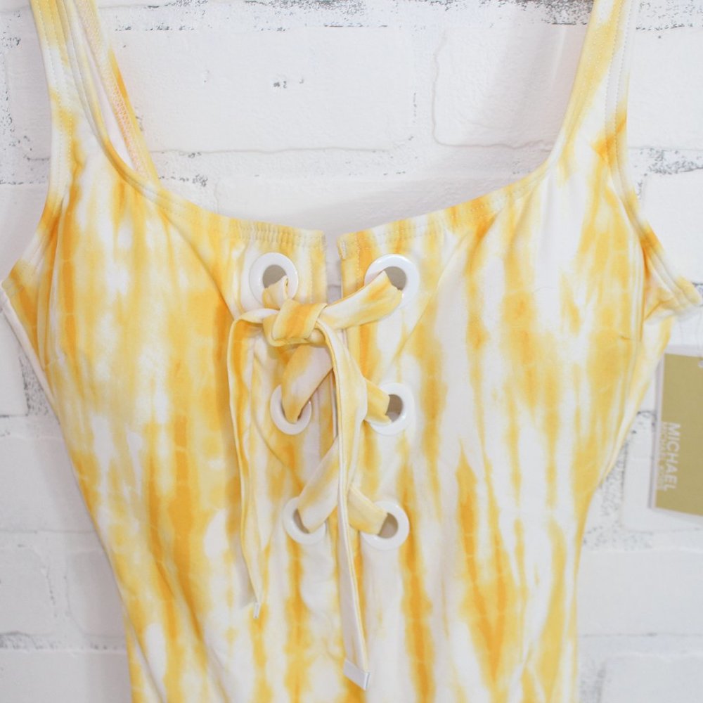 Michael Kors Lace Up Tie Dye One Piece Swimsuit - Picture 3 of 8